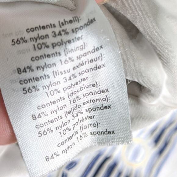 Onia Lola Striped One Piece Swimsuit XS Blue White Nautical Snap Button - Picture 7 of 9